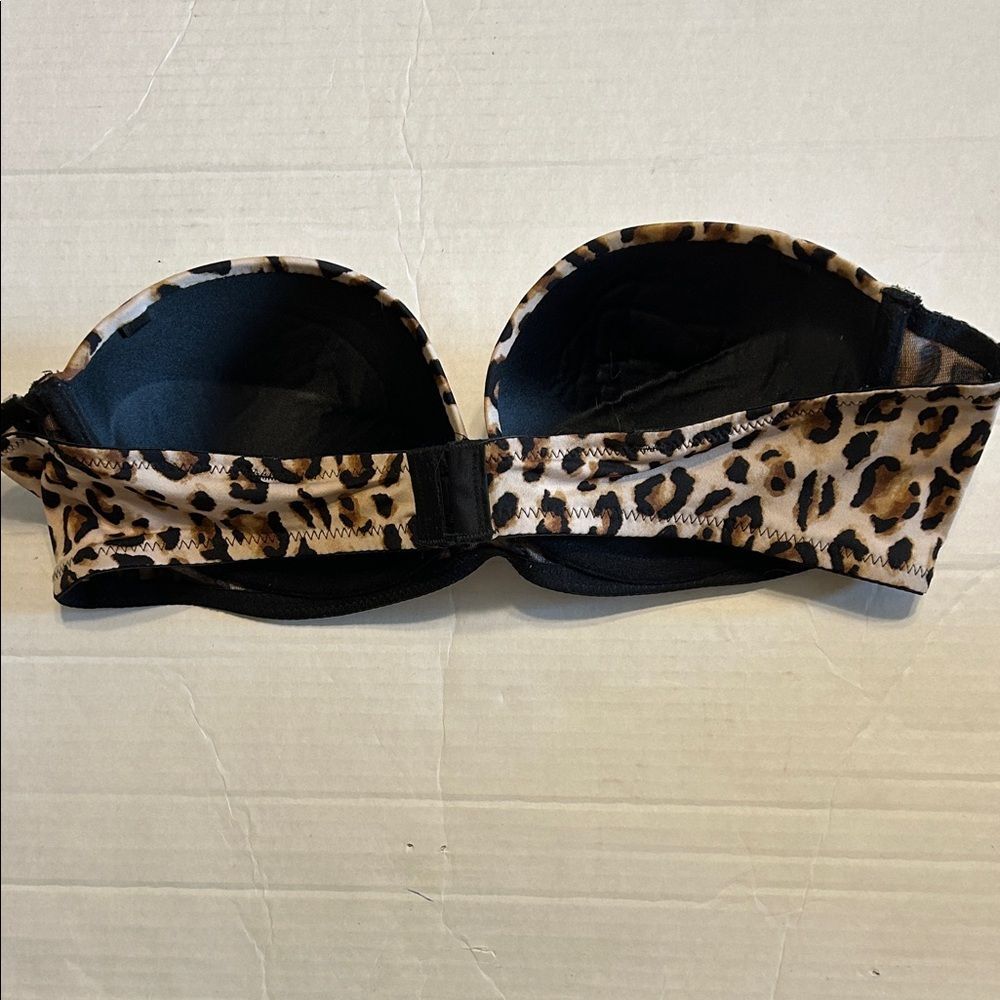 PINK Kohl's 38B Wild Leopard Print Strapless Bra Underwire Lined Push-Up Brown - Picture 2 of 5